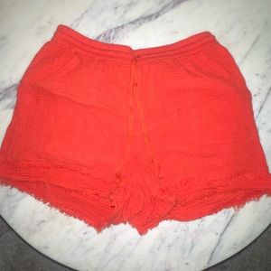 Casual Women's Orange Drawstring Shorts